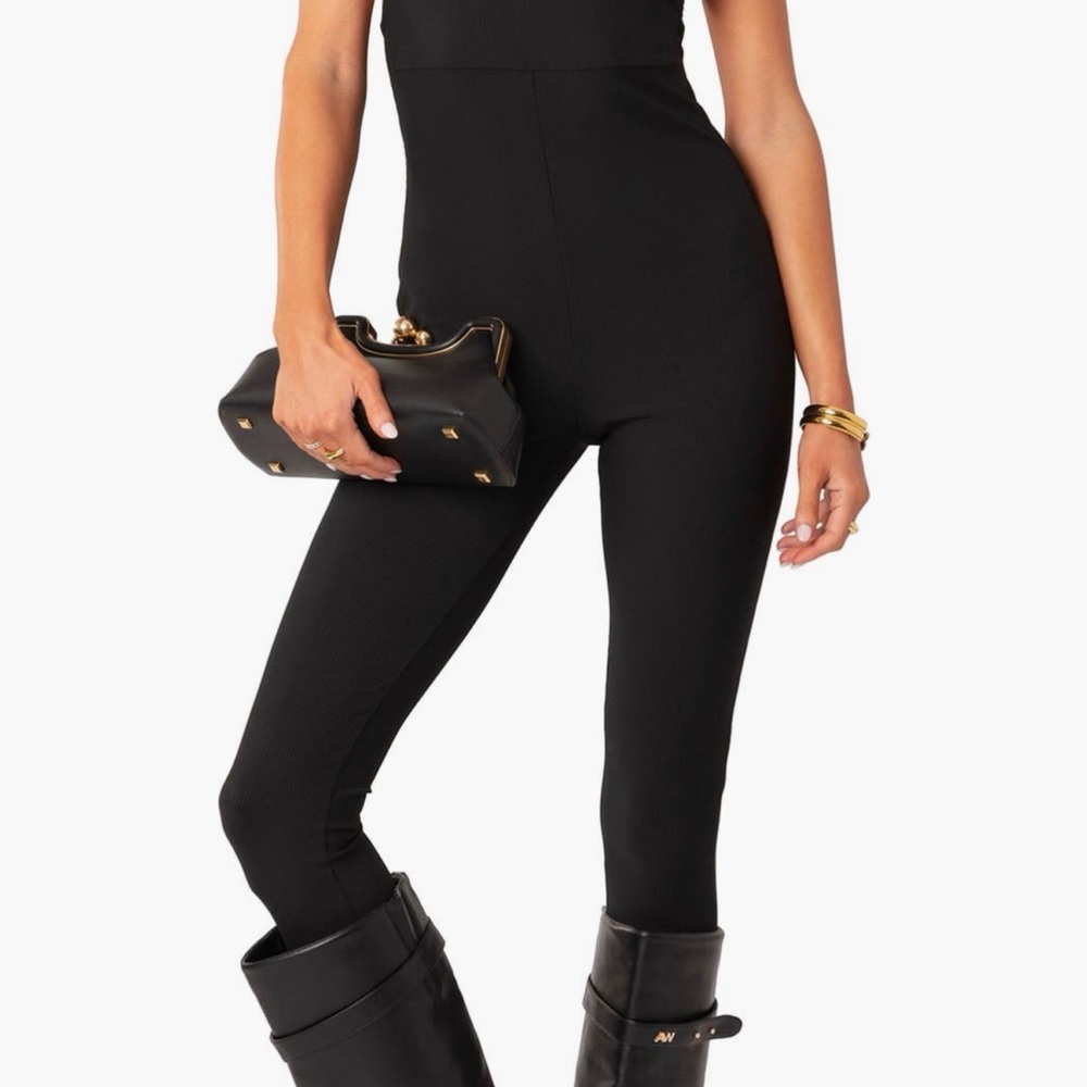 Edikted Black Skinny Jumpsuit Pants